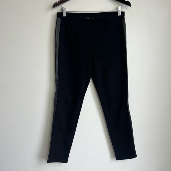 Eileen Fisher Slim Ponte Pant with Leather Striped Sides - PL - Picture 1 of 6